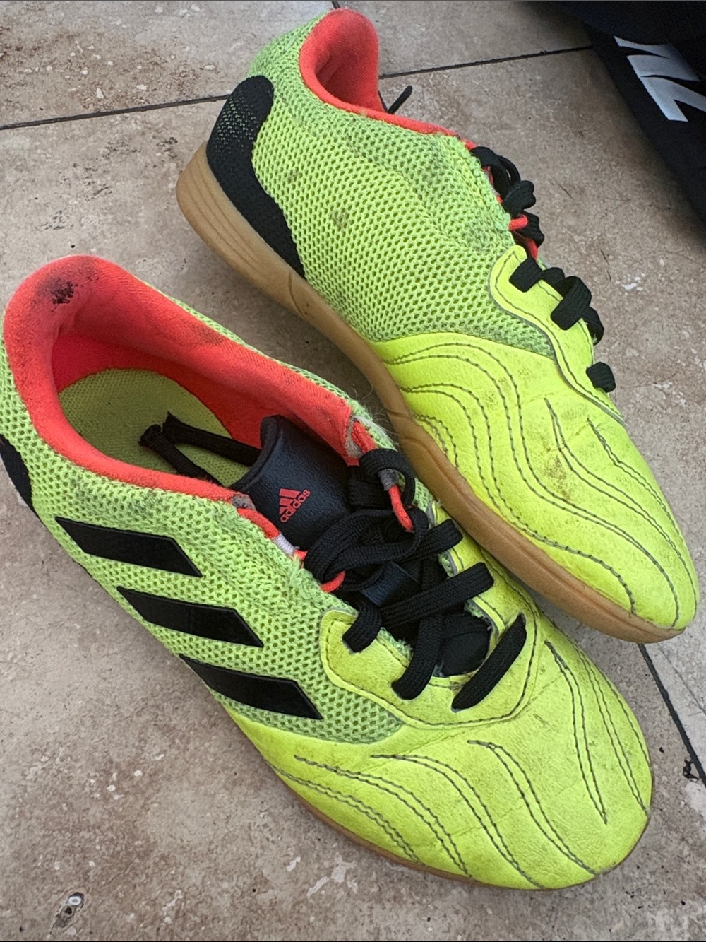adidas Kids Neon Yellow & Black Indoor Soccer Sneakers